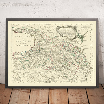 Antica rara mappa del Caucaso di Santini, 1775: Georgia, Armenia, Tbilisi, Yerevan, Baku, Mar Nero, Mar Caspio 