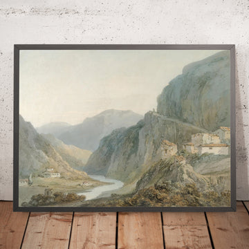 A framed image of Ascent To The Cascade Of Terni by Turner, 1800