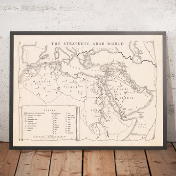 Mapa antiguo del Mundo Árabe, 1960: petróleo y oleoductos; región siria de la RAU; lugares sagrados 