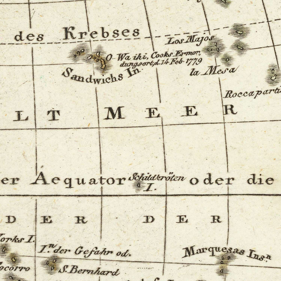 Mappa antica del Pacifico di Walch, 1817: Australia, prime coste, esplorazione europea 