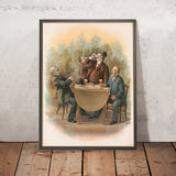 Vintage Drinks Poster: Four Gentlemen Dining Outdoors by Henry Jerome Schile, 1892