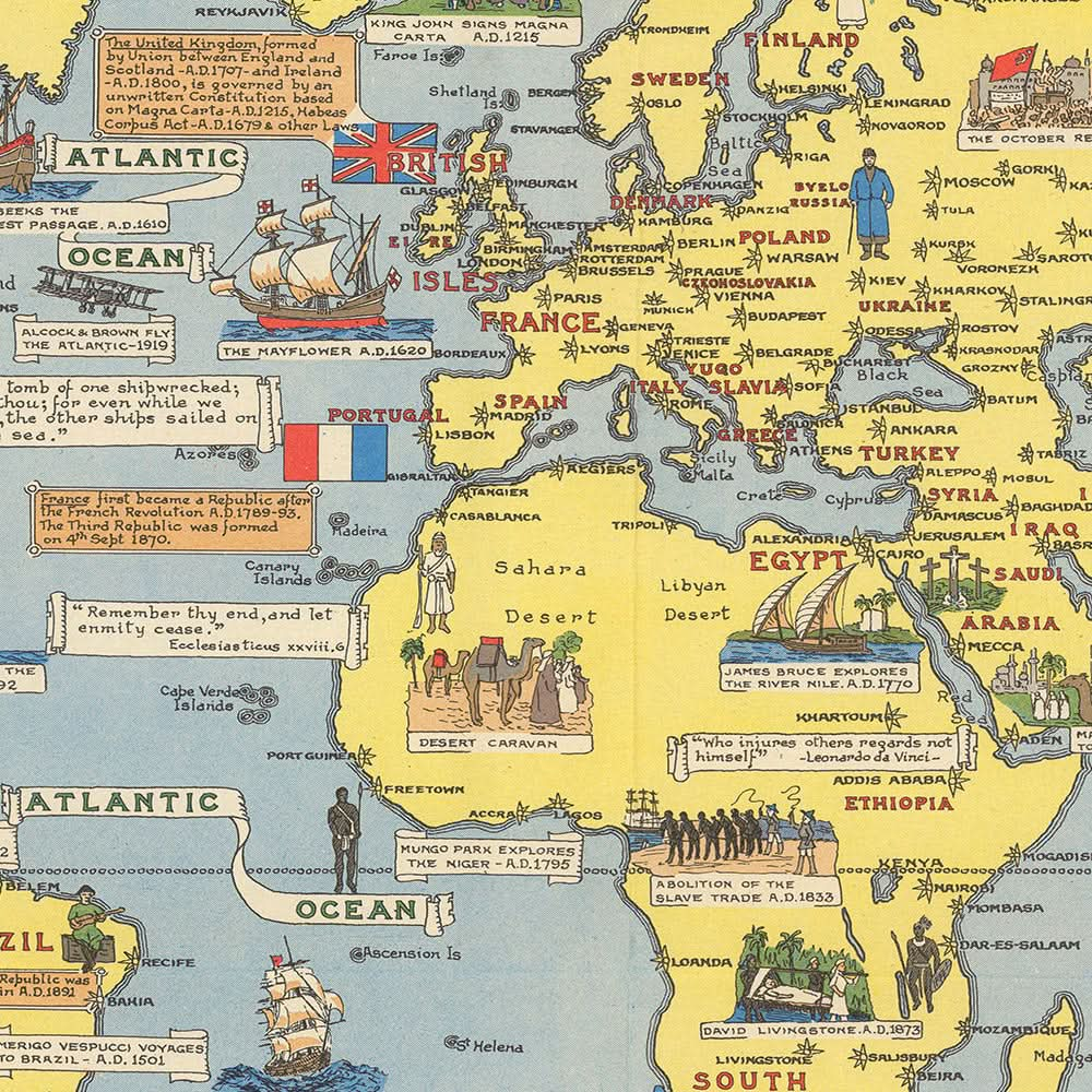 Mapa del Viejo Mundo de las Naciones Unidas, 1948: era posterior a la Segunda Guerra Mundial, estilo pictórico, creación de Bartholomew