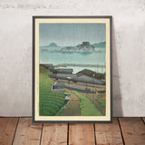 Regnerisches Küstendorf in Japan von Hasui Kawase 1935 