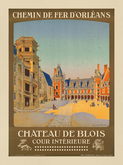 Loire Valley Travel Poster: Château de Blois, Cour Intérieure by Constant Duval