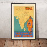 India Travel Poster: The Land of Lord Buddha by D. Newsome