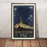 Affiche de voyage de Pau : Casino Municipal, Palais d’Hiver par A. Bernat, 1939 