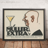 Müller Extra Vintage Sparkling Wine Poster by Julius Klinger, 1912