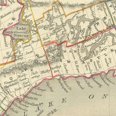 Old Map of 'West Canada' by Tallis, 1851: Toronto, Niagara Falls, Lake Erie, Kingston, Vignettes