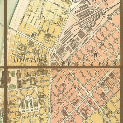 Große alte Karte von Budapest von Homolka, 1903: Kettenbrücke, Parlament, Gellértberg, Andrássy-Allee, Burgberg 