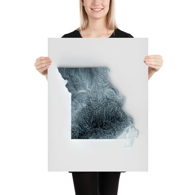 Missouri Topographic 3D Relief Map
