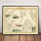 Old Map of the Indian Ocean Islands by John Tallis, 1851: Colonial Madagascar, Mauritius, Ceylon