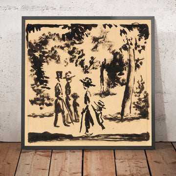 A framed image of Strollers in the Park by August Macke, 1912