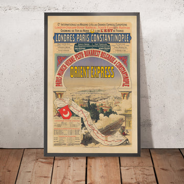 Ein gerahmtes Bild des Orient-Express-Reiseposters von Imprimerie Chaix, 1888