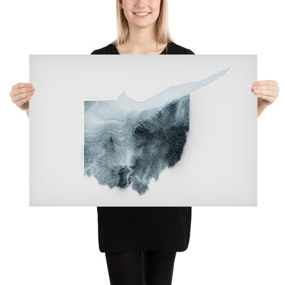 Ohio Topografische 3D-Reliefkarte 