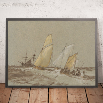 A framed image of Shipping by Turner, 1828