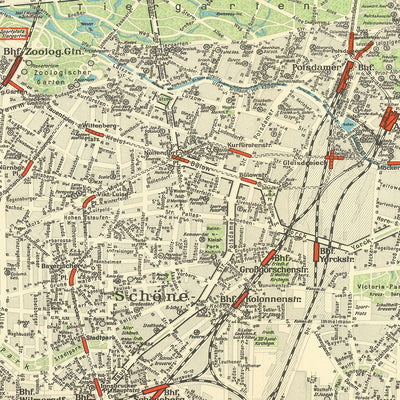 Large Old Summer Olympics Map of Berlin, 1936: Charlottenburg, Tiergarten, Olympic Stadium