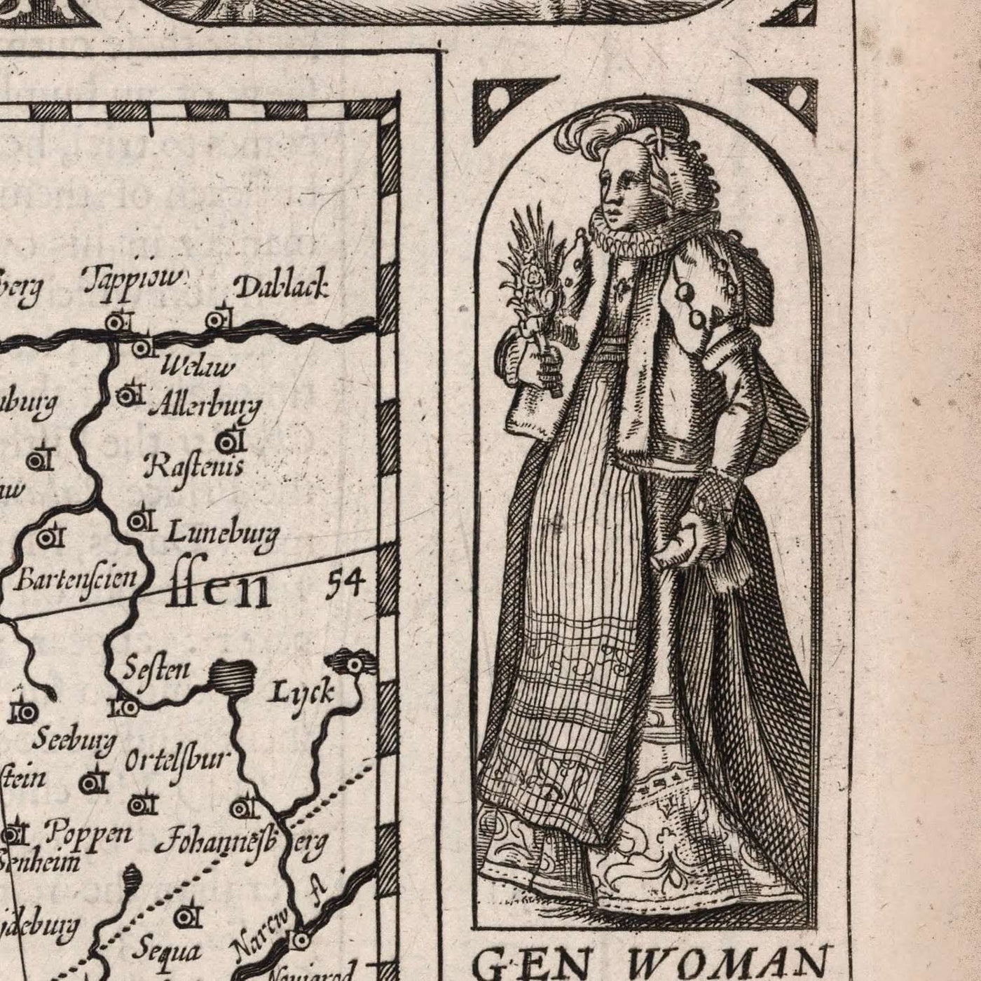 Old Monochrome Map of Germany by Speed, 1626: Berlin, Hamburg, Munich, North Sea, Baltic Sea