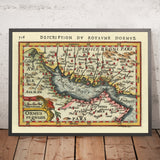 Old Map of the Persian Gulf and Straits of Hormuz by Bertius, 1600: Bahrain, Qatar, al‑Qatif