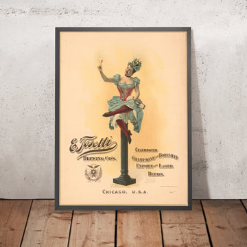 A framed image of E. Tosetti Brewing Co. Vintage Lager Beer Poster, 1894