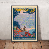 Póster de viaje de los Alpes franceses: La Route des Alpes de Roger Broders, 1920 
