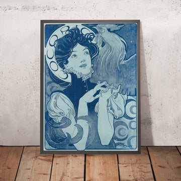 A framed image of Cocorico by Alphonse Mucha, 1860