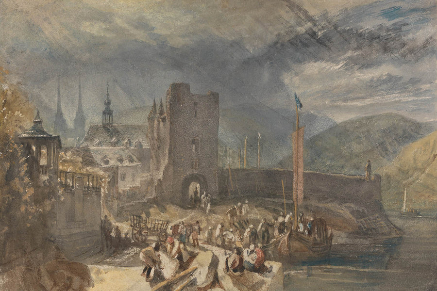 Eine Ansicht von Boppart mit Figuren am Ufer des Flusses von Turner, 1817 