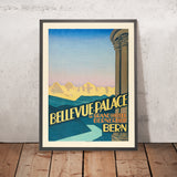 Affiche de voyage de Berne : Bellevue Palace et Grandhotel Bernerhof par Emil Cardinaux, 1934 