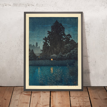 Une image encadrée d’Omiya sous la pluie par Hasui Kawase, 1935