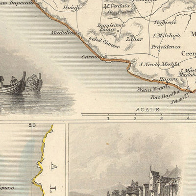 Old Map of the British Empire in the Mediterranean, 1851: Gibraltar, Malta, Corfu, Zante, Etc.