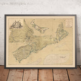Antica carta nautica della Nuova Scozia e dell’Île-du-Prince-Édouard di Montresor, 1768: Halifax, Louisbourg, Cap Breton, Isola di Sable, Baia di Fundy 