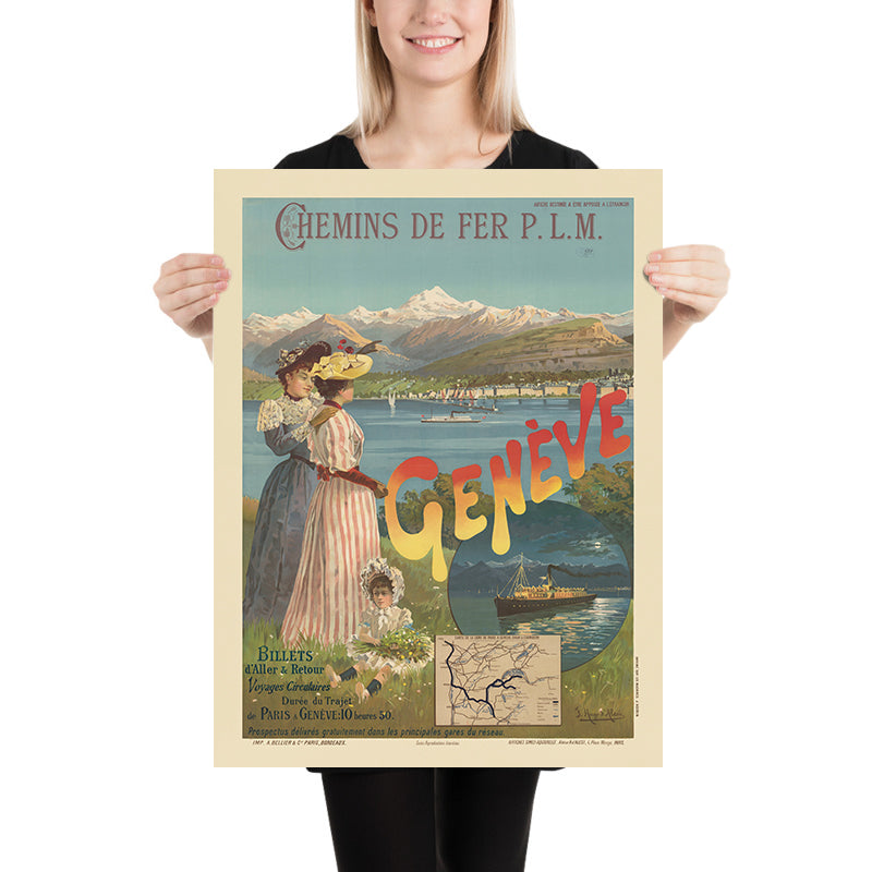 Geneva Travel Poster: Chemin de Fer P.L.M. by F. Hugo d’Alesi, 1893