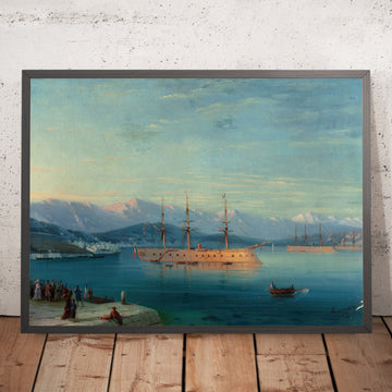 A framed image of French Ships Departing the Black Sea by Ivan Konstantinovich Aivazovsky, 1871