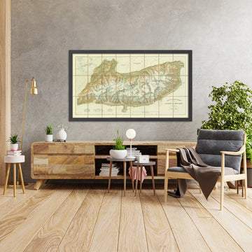 Large Old Map of Mont Blanc Massif by Kurz, 1929: Glaciers, 50 m contours, Chamonix, Courmayeur, Aiguille du Midi