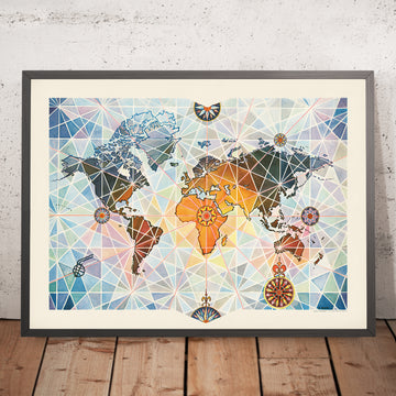 Mappa del mondo aereo geometrica antica di Bourie, 1960: Air Afrique 