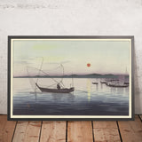 Boats and Setting Sun by Ohara Koson, 1900