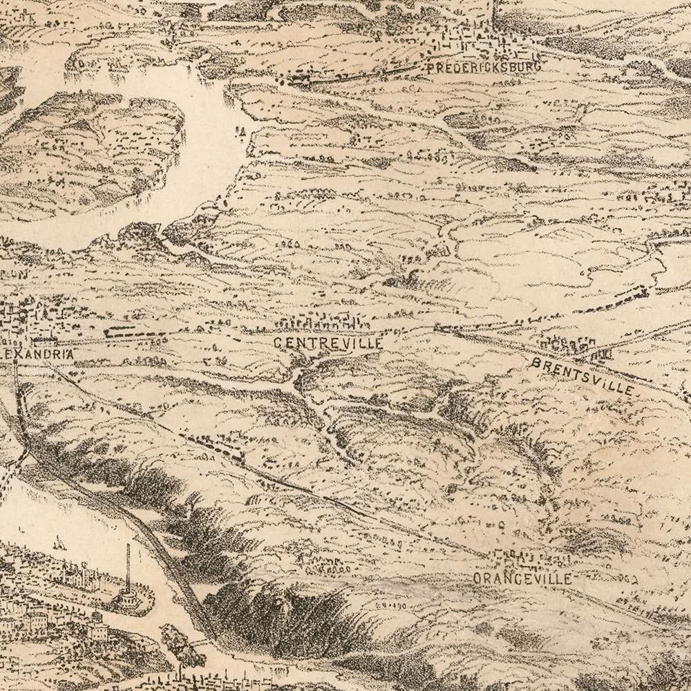 US-Bürgerkrieg-Diagramm von Bachman, 1861: "Der Schauplatz des Krieges", Virginia, Maryland, Washington DC 