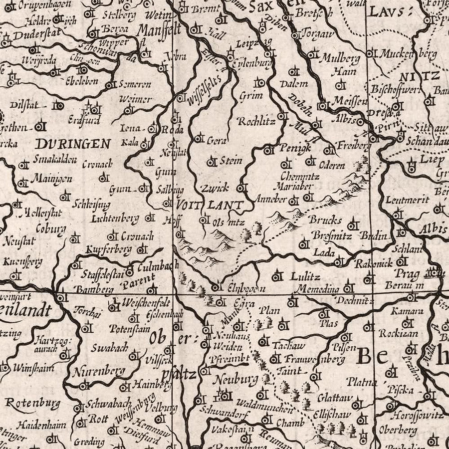 Vecchia mappa monocromatica della Germania di Speed, 1626: Berlino, Amburgo, Monaco, Mare del Nord, Mare Baltico 
