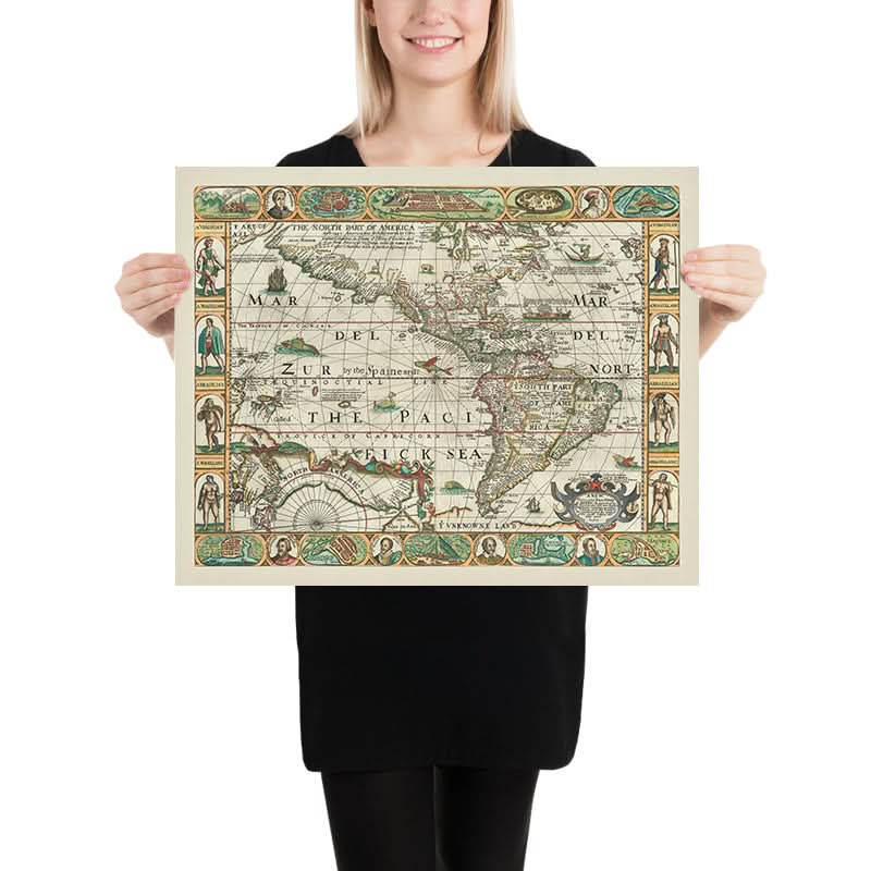 Old Map of America by Walton, 1658: California as Island, Mythical Str ...