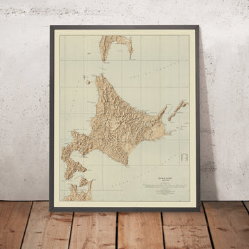 Vecchia mappa topografica di Hokkaido, 1944: US Geological Survey, Sapporo, Asahikawa, Hakodate 