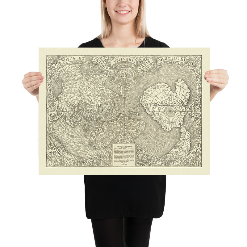 Old Double Cordiform Magellanic World Map by Oronce Fine, 1531: Magellan’s Sea, Terra Australis