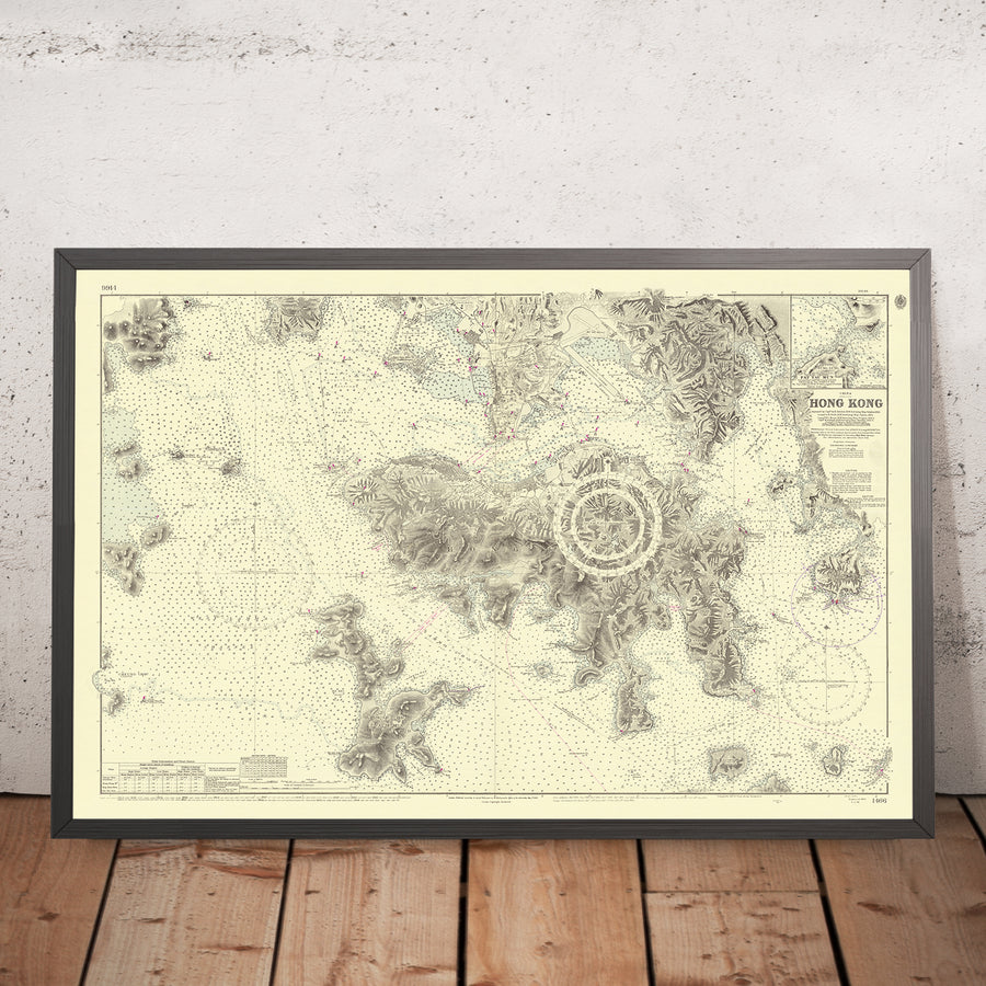 Antigua carta náutica de Hong Kong por Belcher, 1953: Puerto de Victoria, Península de Kowloon 