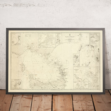 Old Bass Strait Nautical Chart by Stokes, 1844: Australia, Tasmania, Port Dalrymple, King Island