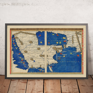 Rara mappa rinascimentale della penisola arabica di Berlinghieri e Tolomeo, 1482: Arabia Saudita, Emirati Arabi Uniti, Qatar, Oman 