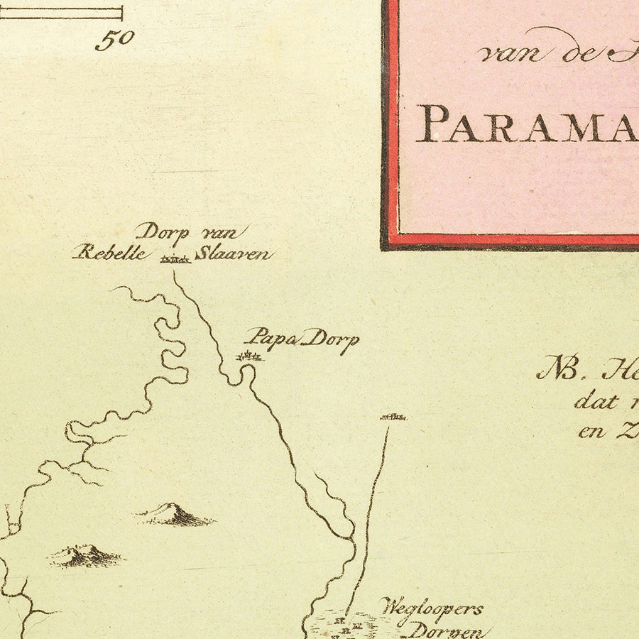 Rara mappa coloniale del Suriname e Berbice di Tirion, 1760: Insetto di Paramaribo, piantagioni, fiumi, villaggi indigeni, confini coloniali 