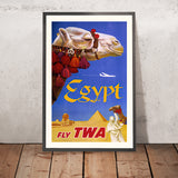 Affiche de voyage Égypte : Fly TWA par David Klein, 1960 