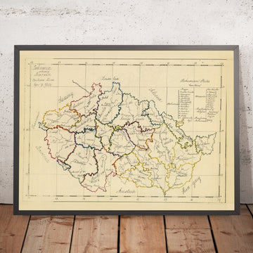 Old Maunscript Map of Czech Republic by Bowen, 1810: Prague, Brno, Ostrava, Sudetes, Silesia