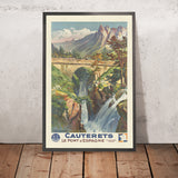 Cauterets Reiseplakat: Le Pont d’Espagne von E. Paul Champseix, 1937 