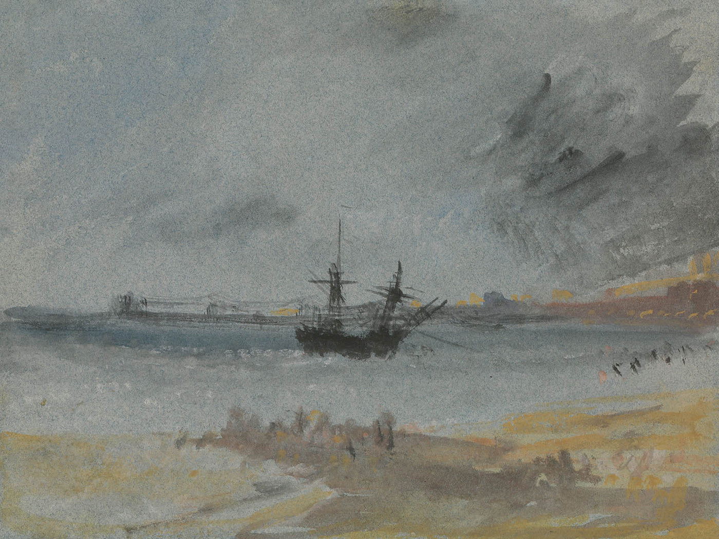 Ship Aground Brighton by Turner, 1830