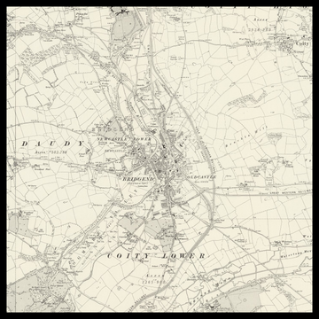 Un’antica mappa Ordnance Survey di Bridgend
