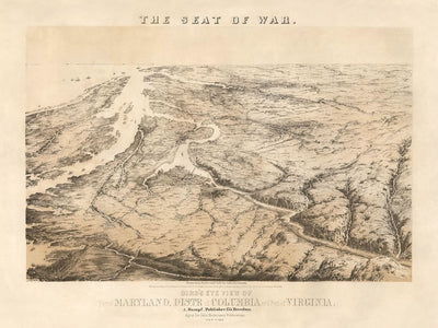 US-Bürgerkrieg-Diagramm von Bachman, 1861: "Der Schauplatz des Krieges", Virginia, Maryland, Washington DC 